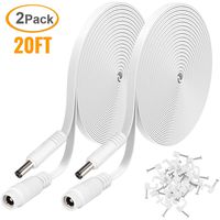 2 Pack DC Power Extension Cable 20ft 2.1mm x 5.5mm Compatible with 12V DC Adapter Cord for CCTV IP Camera, LED, Car, White