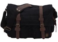 Berchirly Retro Unisex Canvas Leather Messenger Shoulder Bag Fits 17.3" Laptop