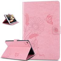iPad Air 2 Case,iPad 6 Case,ikasus Embossing Butterfly Flower Flip PU Leather Flip Wallet Pouch Case with Stand Credit Card ID Holders Case Cover for 2014 Apple iPad Air 2 / iPad 6 Generation,Pink