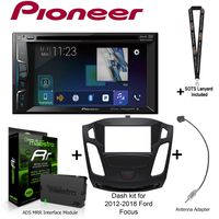 Pioneer AVH1440NEX 6.2" DVD receiver with Apple Carplay, iDatalink Maestro KIT-FOC1 Dash kit for 2012-2018 Ford Focus, ADS-MRR Interface Module and BAA22 Antenna Adapter and a SOTS Lanyard