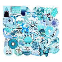 Cute Blue Girl VSCO Stickers for Hydro Flasks Water Bottles Laptop Computers Folders Guitar Aesthetic Trendy Vinyl Waterproof Decal Stickers Bulk 50PCS Pack for Girls Kids Teens Adults Women