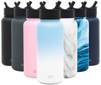 Simple Modern 32 oz Summit Water Bottle with Straw Lid - Gifts for Men & Women Hydro Vacuum Insulated Tumbler Flask Double Wall Liter - 18/8 Stainless Steel Ombre: Santorini Breeze