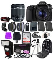 Canon EOS 80D Digital SLR Camera with EF-S 18-55mm f/3.5-5.6 IS STM Zoom Lens & SanDisk 64GB Ultra Class 10 SDHC UHS-I Memory Card and Professional Complete Accessory Bundle (24 Items)