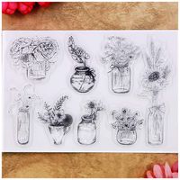 Kwan Crafts Flowers Vase Rose Chrysanthemum Clear Stamps for Card Making Decoration and DIY Scrapbooking