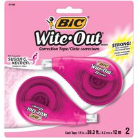 BIC Wite-Out Brand EZ Correct Correction Tape Supporting Susan G. Komen, 2-Count