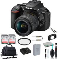 Nikon D5600 DX-Format DSLR Camera with 18-55mm Lens 1576 Bundle with 2X 32GB Memory Cards + Carrying Case + More