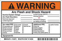 Arc Flash Labels, Adhesive, Vinyl, 4" x 6" x 0.004", Black/Orange/Red On White (Pack of 5)