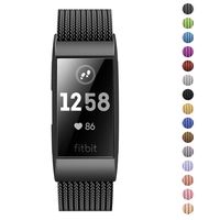 Fitlink Stainless Steel Metal Replacement Bands for Fitbit Charge 3 and Charge 3 SE for Women Men,Multi Color Multi Size(Graphite,Small(5.5''-8.5''))