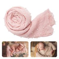 Newborn Photography Wrap | Handmade Pearl Decor Wrap Blanket for Baby Photo Props | 35.5 X 67 inch Newborn Photo Shoot Outfits Snow Powder