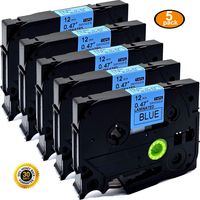 5PK Great Quality Compatible for Brother P-Touch Laminated Tze Tz Label Tape Cartridge 12mmx8m (TZe-531 Black on Blue)