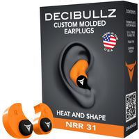 Decibullz - Custom Molded Earplugs, 31dB Highest NRR, Comfortable Hearing Protection for Shooting, Travel, Swimming, Work and Concerts (Orange)