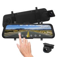 Leekooluu Dual Mirror Dash Cam for Car,Backup Camera 1080P Dual Dash Cam Front and Rear 10" Stream Media Touch Screen DVR with G-Sensor,Loop Recording,Parking Monitor