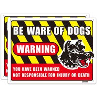 No Trespassing Beware of Dog Sign with Graphic, 2-Pack Indoor Outdoor Metal Aluminum 15.7X 11.8 Inch Rust Free UV Printed Caution Warning Sign 40Mil Thick, Easy Mount on Fence or Gate by COSOOS