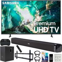 Samsung UN75RU8000 75-inch RU8000 LED Smart 4K UHD TV (2019) Bundle with Deco Gear Soundbar with Subwoofer, Wall Mount Kit, Deco Gear Wireless Keyboard, Cleaning Kit and 6-Outlet Surge Adapter