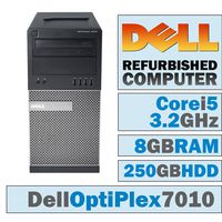 Dell OptiPlex 7010 MT/Core i5-3470 Quad @ 3.2 GHz/8GB DDR3/250GB HDD/DVD-RW/WINDOWS 7 PRO 64 BIT