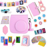 Tiessic Instax Mini 9 Camera Accessories Bundles Compatible with Fujifilm Instax Mini 9 Mini 8 Mini 8+ Camera with Mini 9 Case,108 Photos Mini Photo Album,etc. (Pink，14 Items)