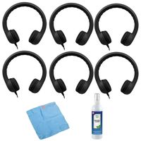 Hamilton Buhl Flex-Phones, Foam Headphones (Black, 6 Pack) & Accessory Bundle