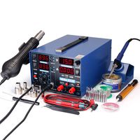 YIHUA 853D 2A USB SMD Hot Air Rework Soldering Iron Station, DC Power Supply 0-15V 0-2A with 5V USB Charging Port and 50 Volt DC Voltage Test Meter