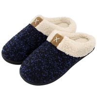 ULTRAIDEAS Women's Cozy Memory Foam Slippers Fuzzy Wool-Like Plush Fleece Lined House Shoes w/Indoor, Outdoor Anti-Skid Rubber Sole (11-12,Royal Blue)