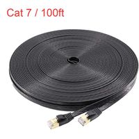NCElec Flat STP Cat7 Ethernet Cable, Safe for In-wall and Outdoor Use (100Ft, Black)