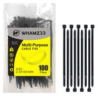 100 Piece Multi-Purpose Nylon Zip Ties, 4 Inch 18lb Tensile Strength Self Locking Cable Wire Ties. Black (4 inch)
