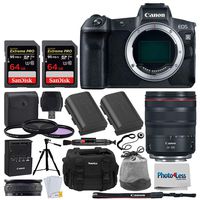 Canon EOS R Mirrorless Digital Camera + Canon RF 24-105mm f/4L is USM Lens + Canon Battery Pack LP-E6N + Quality Tripod + 77mm 3 Piece Filter Kit + Photo4less DC59 Case + USB Card Reader - Top Value