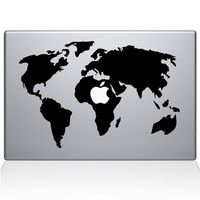 The Decal Guru World Map MacBook Decal Vinyl Sticker - 13" MacBook Pro (2015 & Older) - Black (0194-MAC-13P-BLA)