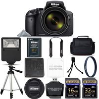 Nikon COOLPIX P900 Digital Camera with 83x Optical Zoom and Built-in Wi-Fi (Black) + 48GB Ultimate Starter Bundle. Includes 2X Memory Cards + UV Filter + Tripod + Case + More (Renewed)