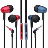 Earbuds with Mic, Costyle 2 Pack 3.5mm Wired In ear Earphones Noise Isolating Bass Headphones with TPE Cord Microphone Volume Control Remote Button Compatible for iPhone, Samsung, iPad, MP3(Red, Blue)