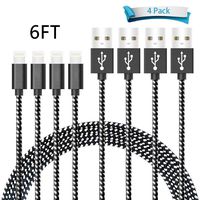 iPhone Charger,MFi Certified Lightning Cable [4 Pack 6 FT] Extra Long Nylon Braided USB Charging & Syncing Cord Compatible iPhone 11/11 Pro/11 Pro Max/XS/XS Max/XR/X/8/8 Plus/7/7 Plus/6S/6S Plus/iPad