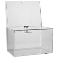 Clear Acrylic Donation Collection Box with Lock - Small - with 4 x 6 Display Area