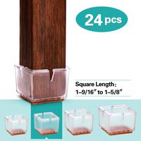 MelonBoat Chair Leg Floor Protectors with Felt Furniture Pads, Chair Glides Feet Caps, A-SQ040, 24 Pack, Fit Square Length 1-9/16 inches to 1-5/8 inches (3.9-4.15cm)