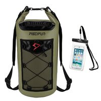 Piscifun Waterproof Dry Bag Backpack 20L Floating Dry Backpack with Waterproof Phone Case for Water Sports - Fishing Boating Kayaking Surfing Rafting Camping Gifts for Men and Women Army Green