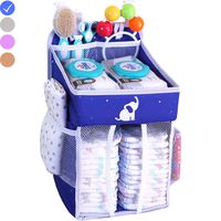 Hanging Diaper Caddy - Diaper Organizer for Changing Table - Changing Table Organizer - Diaper Stacker - Diaper Holder Organizer Hanging - Diaper Organizer for Crib - Elephant Blue - 17x9x9 inches