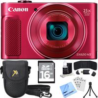 Canon PowerShot SX620 HS Digital Camera Plus Bundle Kit with 16GB SDHC Memory Card, Carrying Case, Mini Tripod, Screen Protectors, Cleaning Kit, Beach Camera Cloth and Accessories - Red