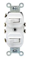 Leviton 5243-W Duplex Toggle Switch With Grounding Screw, 120/277 Vac, 15 A, 1 P, White
