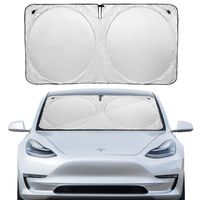BASENOR Model 3 Windshield Sunshade Folding Sun Visor Protector Sun Shade Cover with Suction Cup for Tesla Model 3