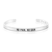 Joycuff Gym Bracelets for Women Inspiration Jewelry for Her Stainless Steel Mantra Cuff Bangles No Pain no gain
