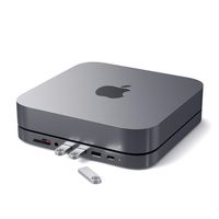 Satechi Type-C Aluminum Stand & Hub - USB-C Data Port, Micro/SD Card Readers, USB 3.0 & Headphone Jack Port - Compatible with Mac Mini (2018 & Later)
