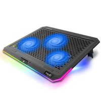 havit RGB Laptop Cooling Pad for 15.6-17 Inch Laptop with 3 Quiet Fans and Touch Control, Pure Metal Panel Portable Cooler