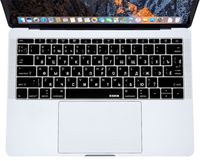 XSKN Russian / English Black Silicone Keyboard Skin Cover for Shallow keys New MacBook Pro 13 (2016 Released A1708, No Touch Bar) and Macbook 12 (2015 Released A1534), US EU Version