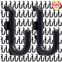 Pegboard Hooks 100-packs J Shape Peg Hooks Black Peg Hook Assortment (100)