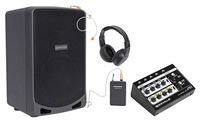 SAMSON XP106WDE 6" Rechargeable Bluetooth PA DJ Speaker+Headset+Mixer+Headphones