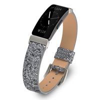 MEFEO Compatiable Fitbit Inspire Bands/Fitbit Inspire HR Band, 3D Glitter Bling Leather Band Replacement Accessories Wristband for Fitbit Inspire/Inspire HR Fitness Tracker (Space Silver)