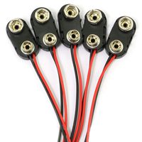 RuiLing 5pcs 9V Battery Clip with 15cm Lead Wire I Type 9v Cell Holder DIY Battery Buckle Connector