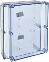 BUD Industries BT-2742 Polycarbonate NEMA 4X Box, 11-51/64" Length x 9-3/64" Width x 3-3/8" Height, Transparent Blue