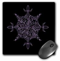 3dRose LLC 8 x 8 x 0.25 Inches Mouse Pad, Pretty Purple Eight Point Flower Patterned Snowflake (mp_78372_1)
