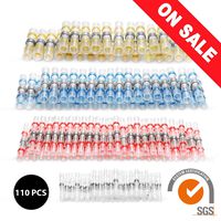 110 PCS Heat Shrink Wire Solder Butt Connectors Terminals - Seal for Waterproof Electrical Splice - No Crimp and Quick Wiring for Automotive Marine Trailer