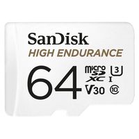 SanDisk 64GB High Endurance Video microSDXC Card with Adapter for Dash cam and Home Monitoring Systems - C10, U3, V30, 4K UHD, Micro SD Card - SDSQQNR-064G-GN6IA