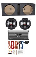 2 BOSS P106DVC 10" 4200W Car Subwoofers + Ported Box+ 2-Ch Amp + 8 Gauge Amp Kit